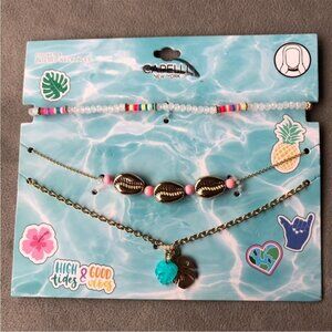 Set of 3 ~ Choker Layered Necklace Set ~ Capelli of New York ~ Tropical Fun New